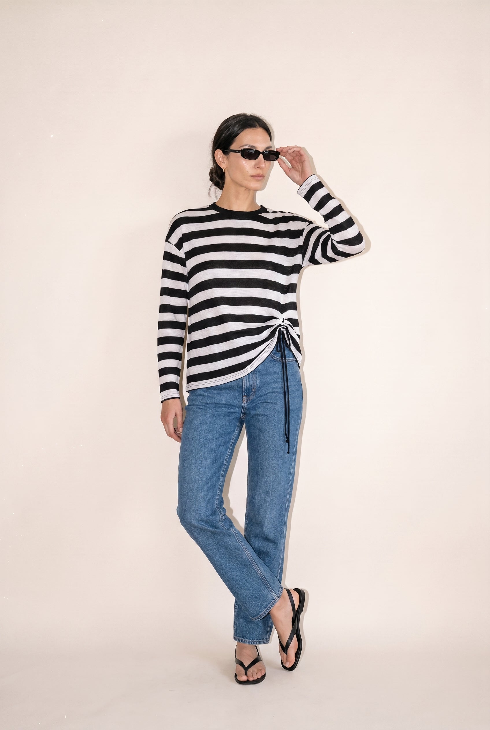 Side Tie Striped Pullover Stripes audrey