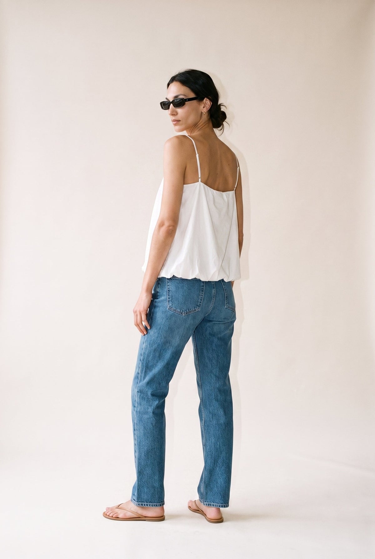 Billowy Cami Top with Bubble Hem Off White Naked Zebra