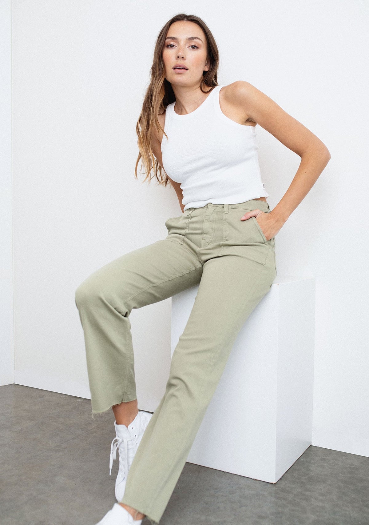 Shelia Olive Twill Pant mavi