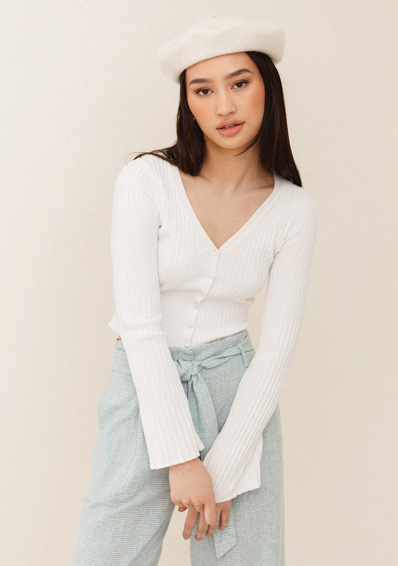 Ribbed Button Up LS Top