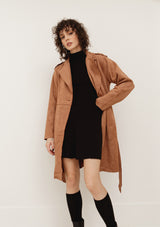 Belted Faux Suede Coat