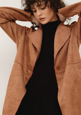 Belted Faux Suede Coat