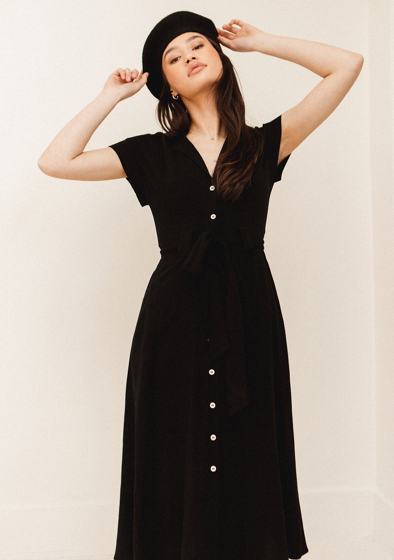 Button down hot sale v neck dress