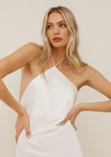 Satin Halter Neck Midi Dress