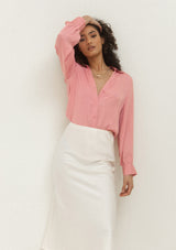V Neck Blouse w/ Open Sleeve Seam