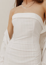 Devon Pinstripe Tube Mini Dress