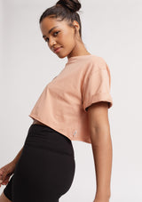 Rolled Slv Cropped T-Shirt