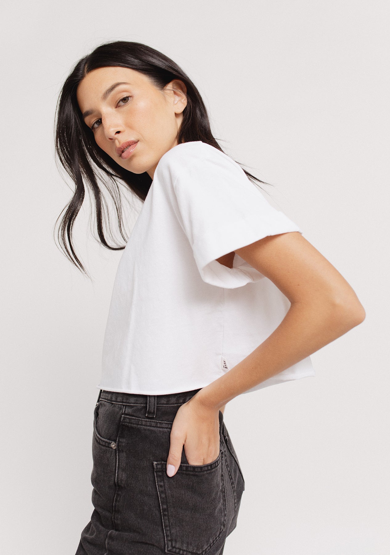 Rolled Slv Cropped T-Shirt
