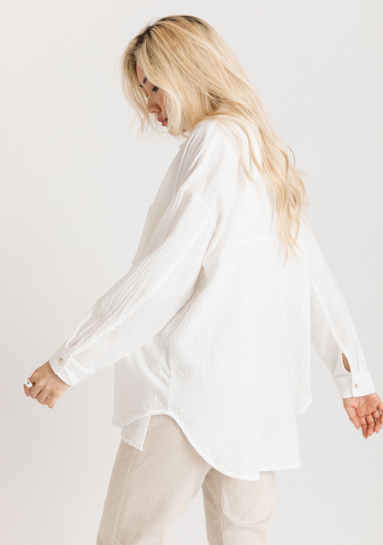 White gauze shirt plus hot sale size